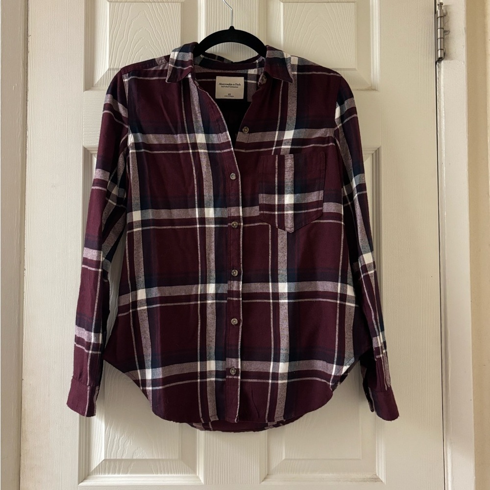 Abercrombie & Fitch Maroon Plaid Shirt